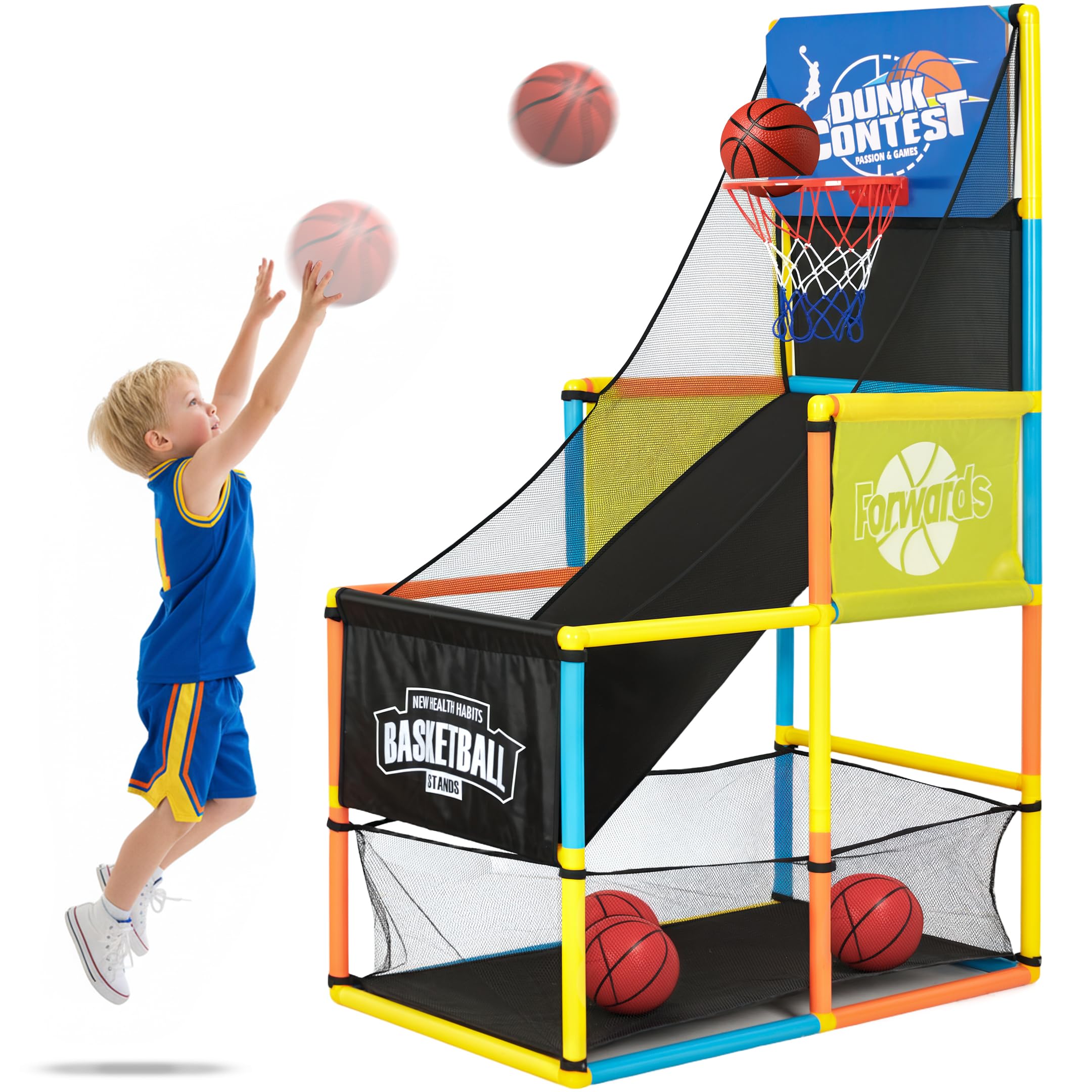LovesTown arcade basketball game set being assembled indoors for quick play.