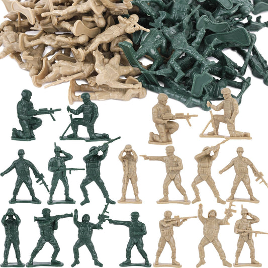 LovesTown army men 100pcs green tan teams for two-team play on tables or floors