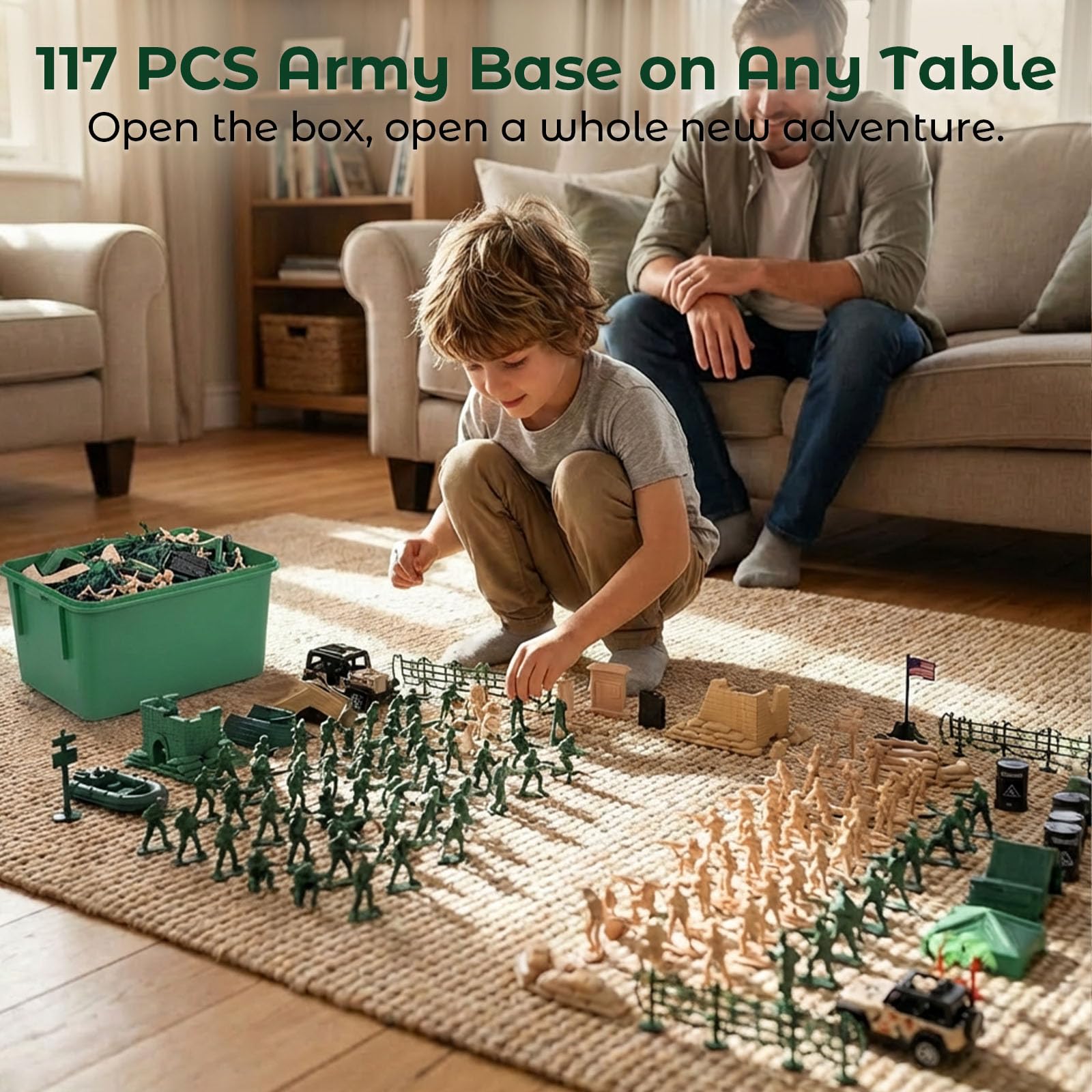 LovesTown army soldiers figures together encouraging imaginative missions.