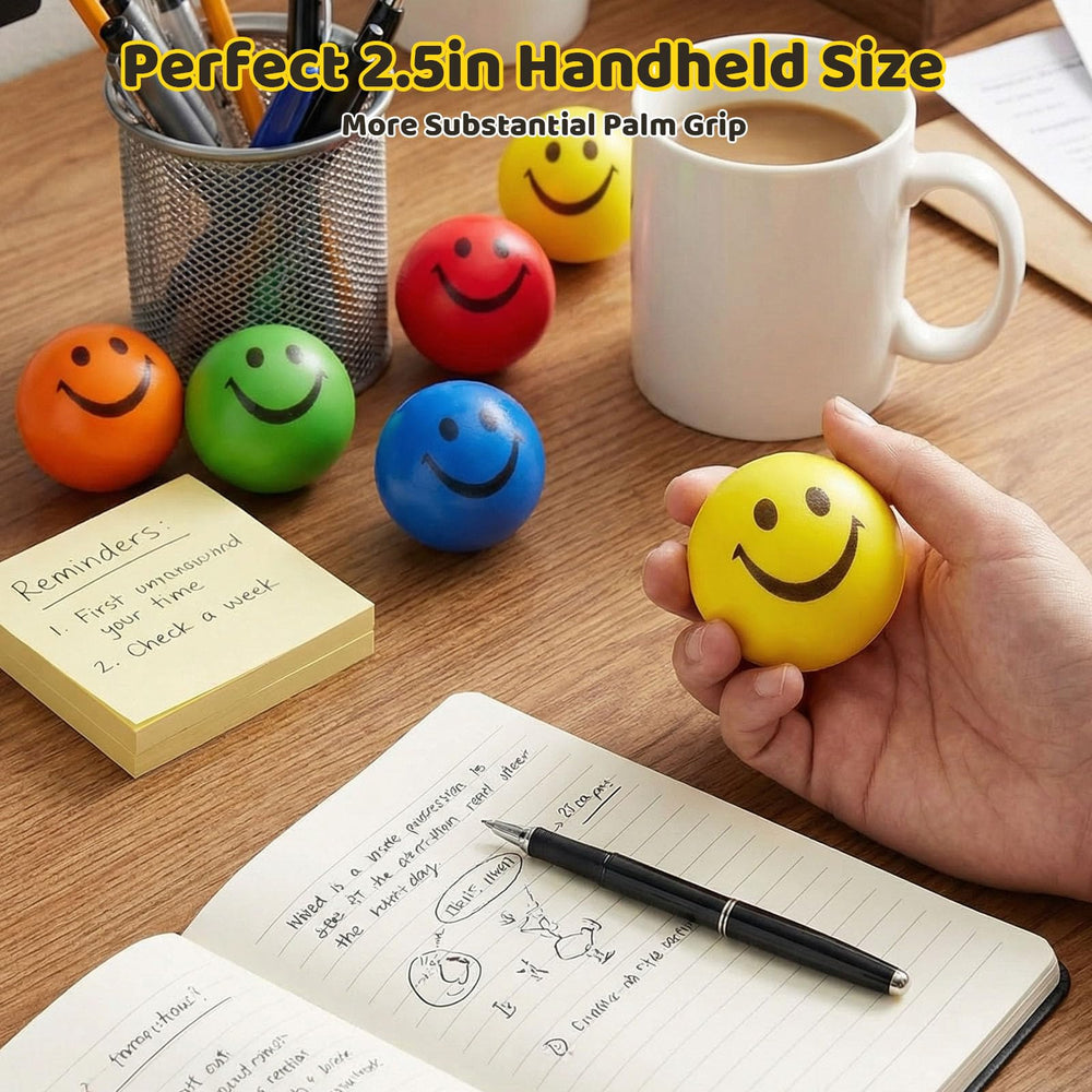 LovesTown colorful stress balls in five colors, durable foam for repeated squeezes.