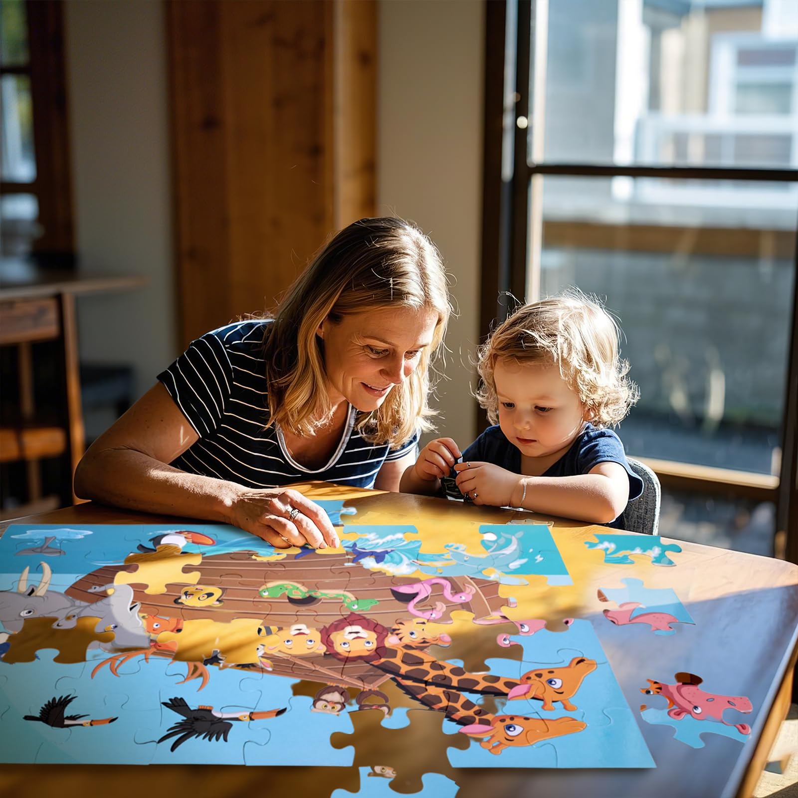 LovesTown floor puzzle in a 3x2 ft size supports shared play.