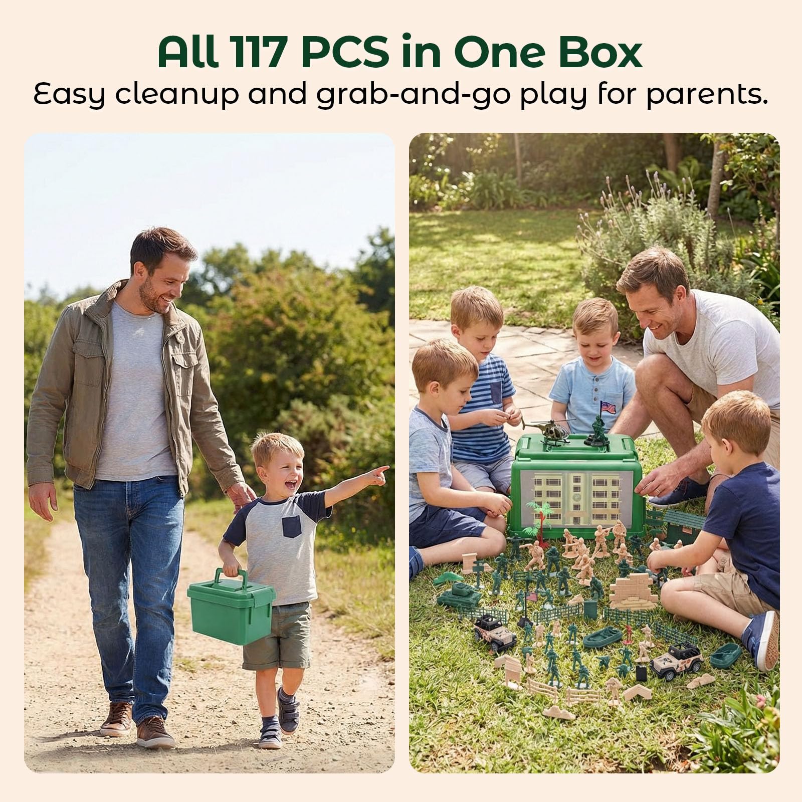 LovesTown green storage box keeps pieces organized and portable.