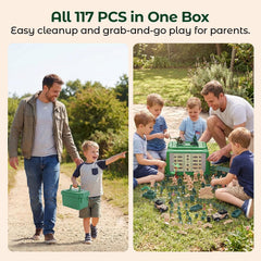 LovesTown green storage box keeps pieces organized and portable.