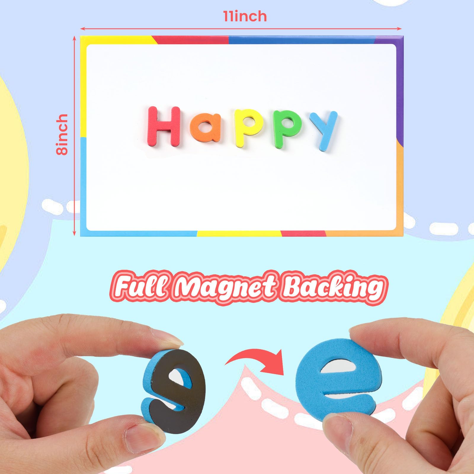 LovesTown kids use the magnet set for hands-on spelling at home or school
