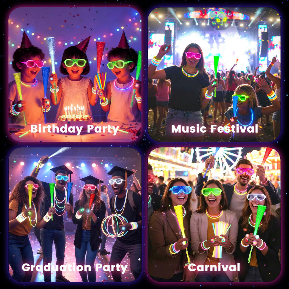LovesTown LED glow-sticks illuminate outdoor events and dance floors vividly.