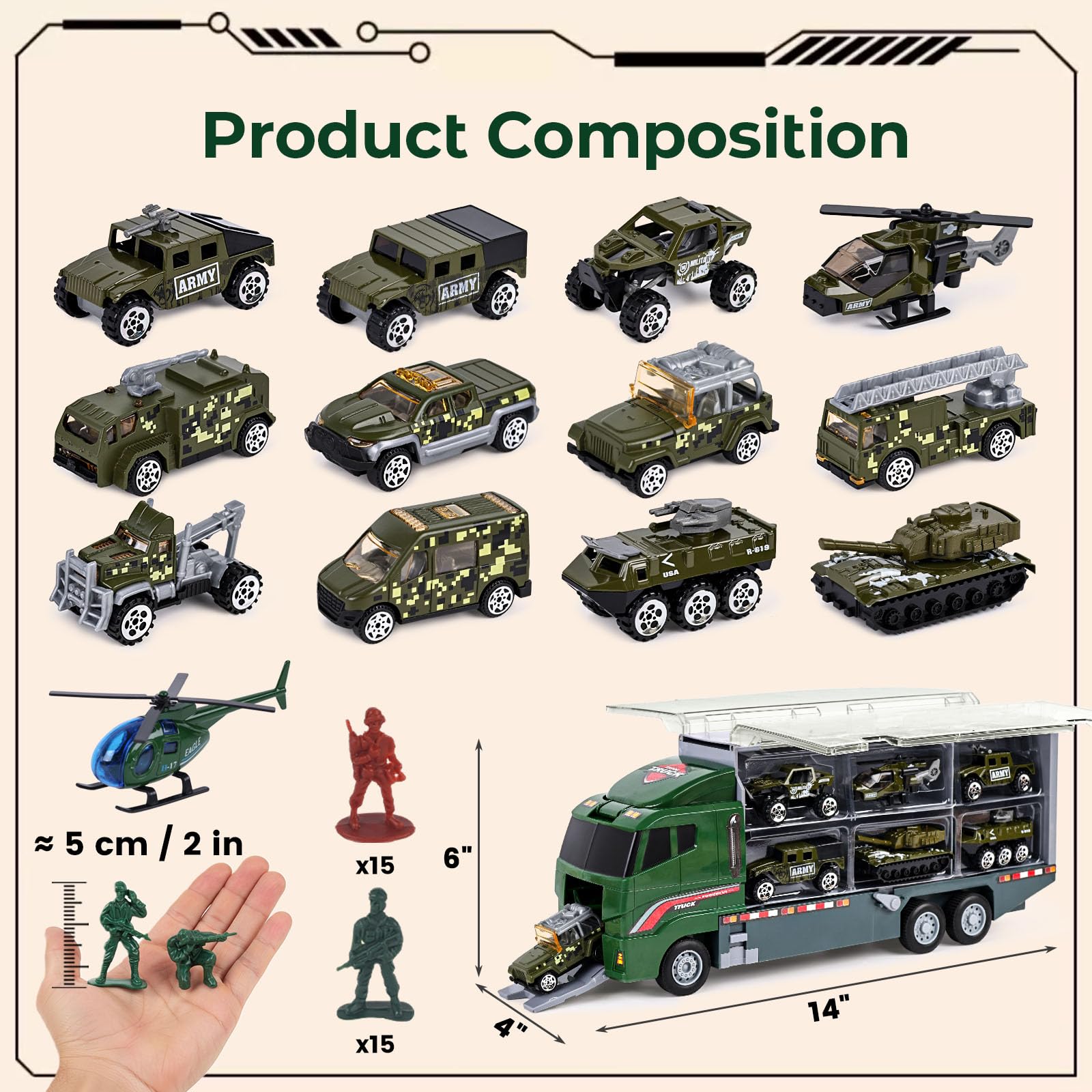 LovesTown ready-for-gift army toy set ideal for birthdays.
