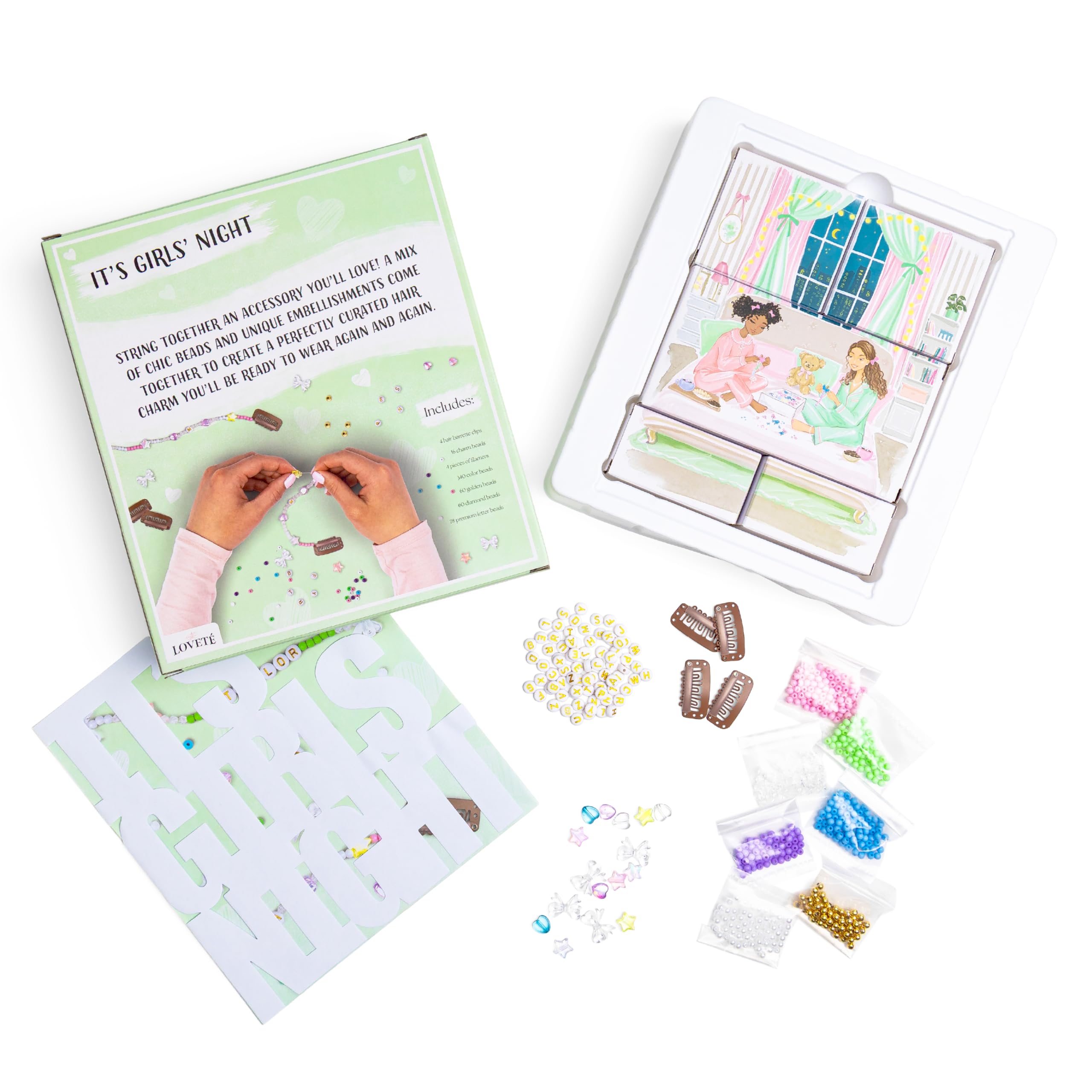 Loveté Hair Charm Kit beads close-up showing vibrant colors for chic hair accessories