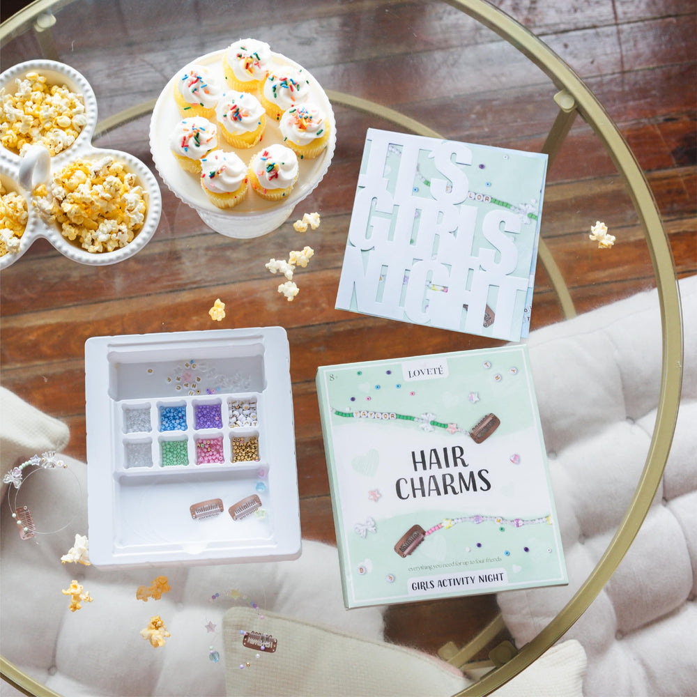 Loveté Hair Charm Kit step-by-step video guiding kids through designs
