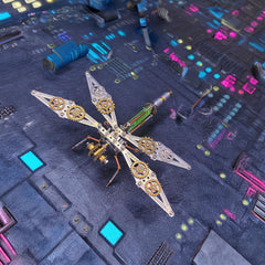 Lovewenying dragonfly mechanical sculpture close-up reveals steampunk charm and detailed craftsmanship at home
