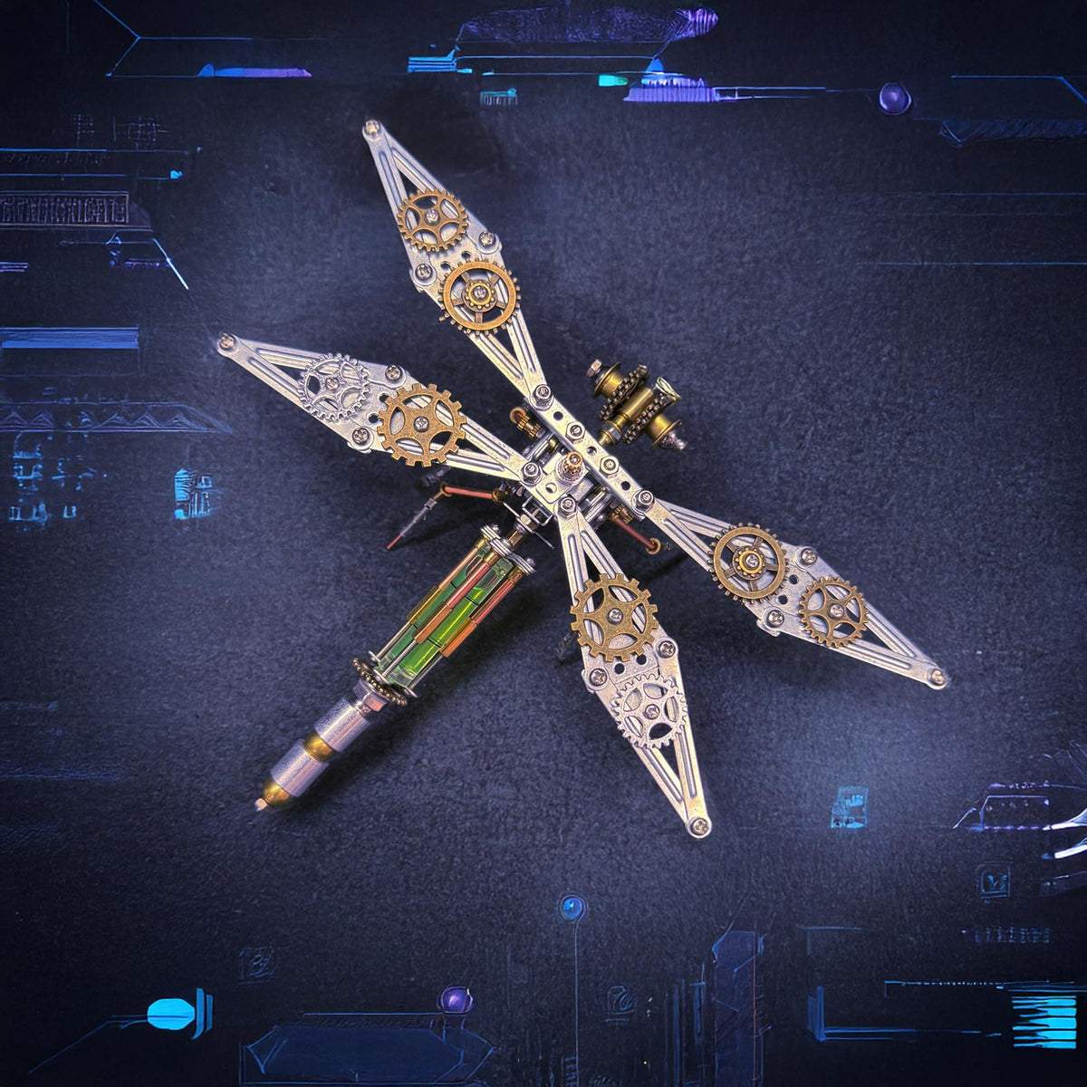 Lovewenying dragonfly metal puzzle front view shows intricate gears for hands-on building