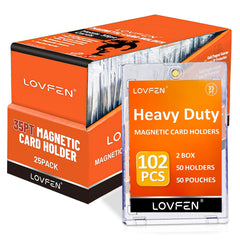 Lovfen magnetic card holder with gold closure protects standard trading cards.