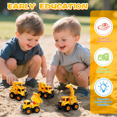 Lovinkiki construction truck set shown together for collaborative pretend builds.