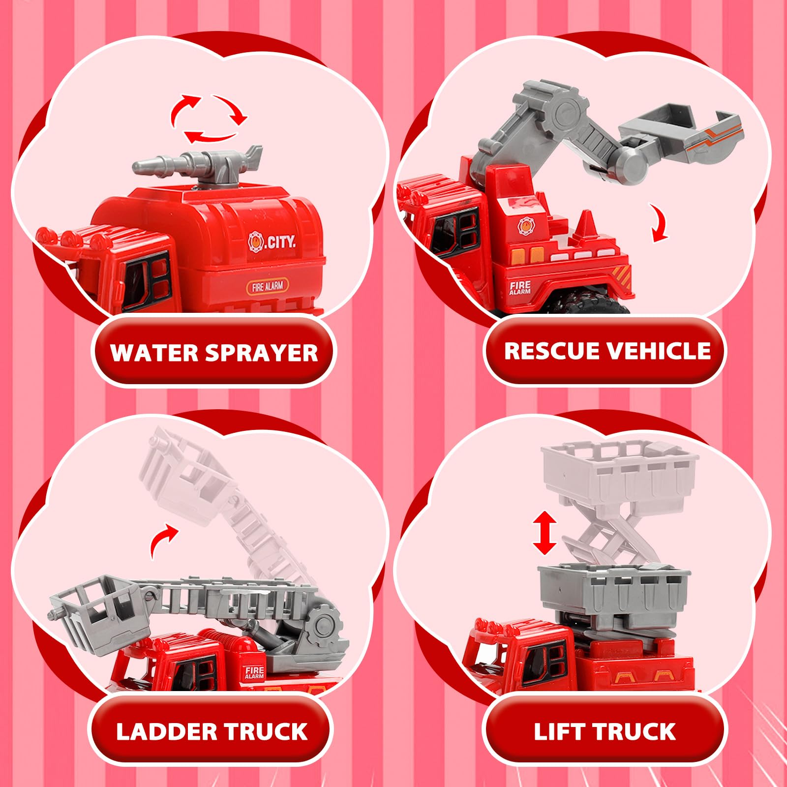 Lovinkiki fire truck drill-truck supports constructive play with pretend maintenance.