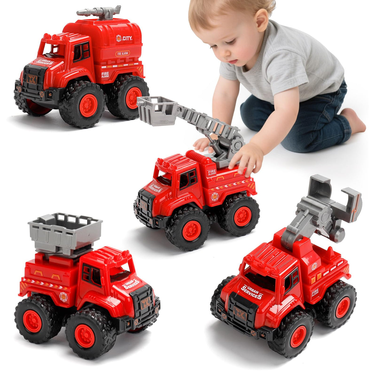 Lovinkiki fire truck ladder truck in action, sparks imaginative play and motor skills.