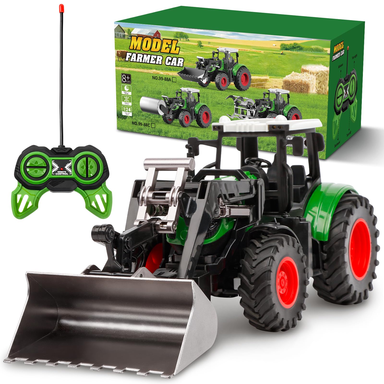 Lovinkiki RC tractor on grass boosts outdoor imaginative play and exploration.