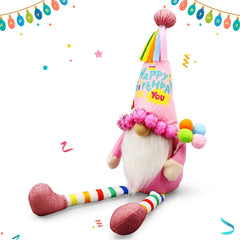 Lovinland Pink Birthday Gnome with balloons adds festive tiered tray charm