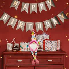 Lovinland Gnome with HAPPY BIRTHDAY balloon enhances party spaces