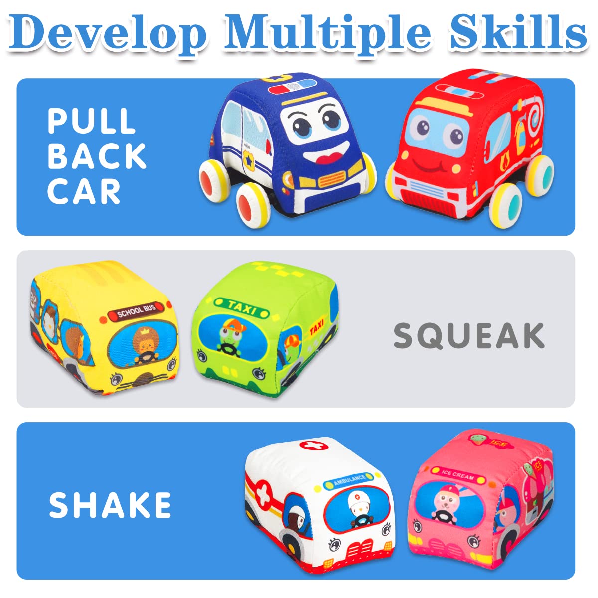 LOVKIZ soft taxi vehicle with cute illustration to aid recognition