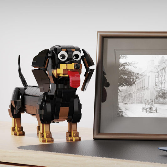 lovlaugh dachshund building blocks set adjustable legs enabling lifelike stances