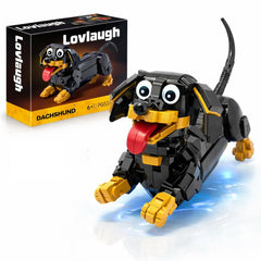 lovlaugh dachshund building blocks set close-up of movable ears for expressive posing