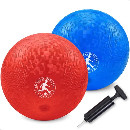 LOYNYE 10inch dodgeball ball front view with pump included for quick setup.