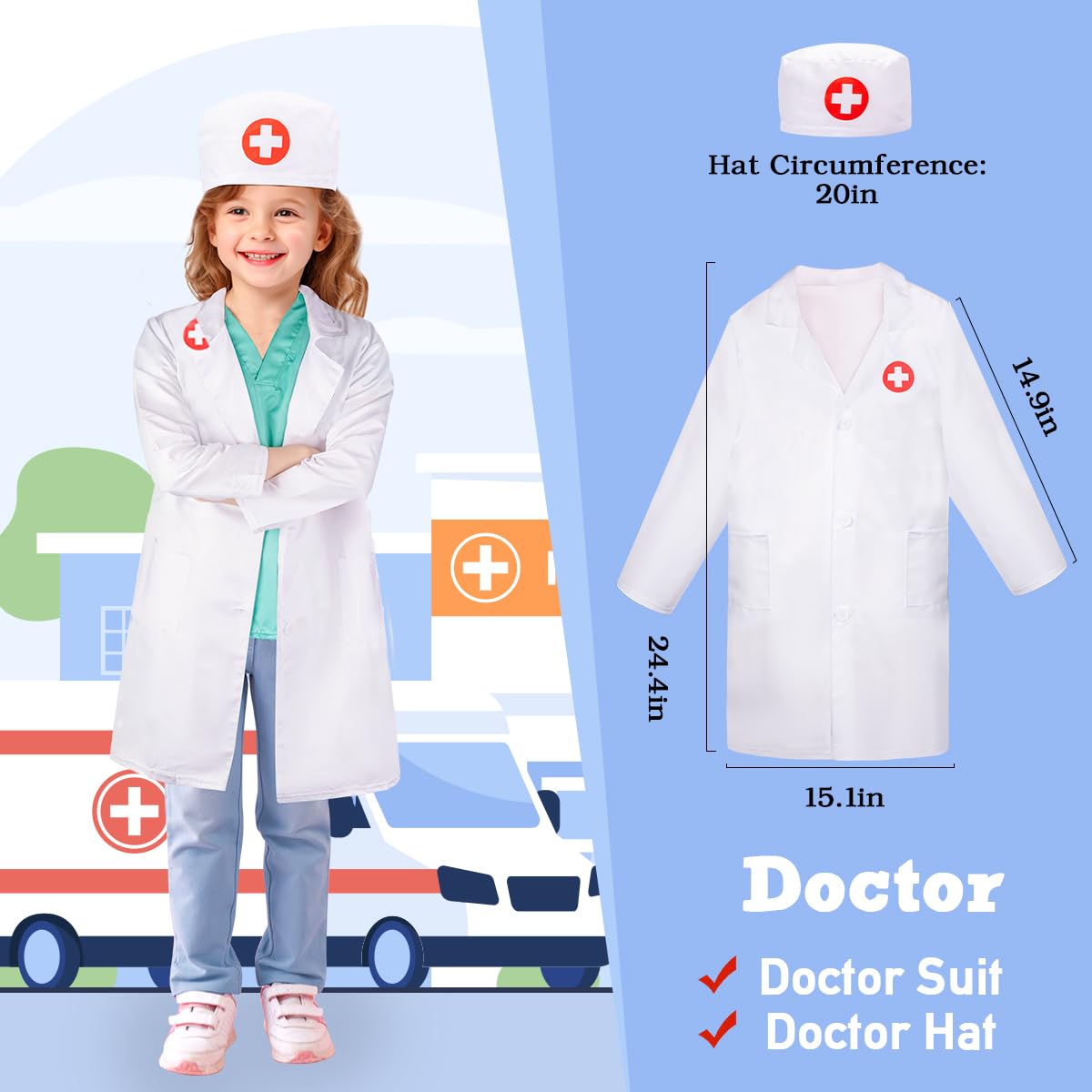 LOYO doctor suit for kids, authentic appearance sparks imaginative doctor play.