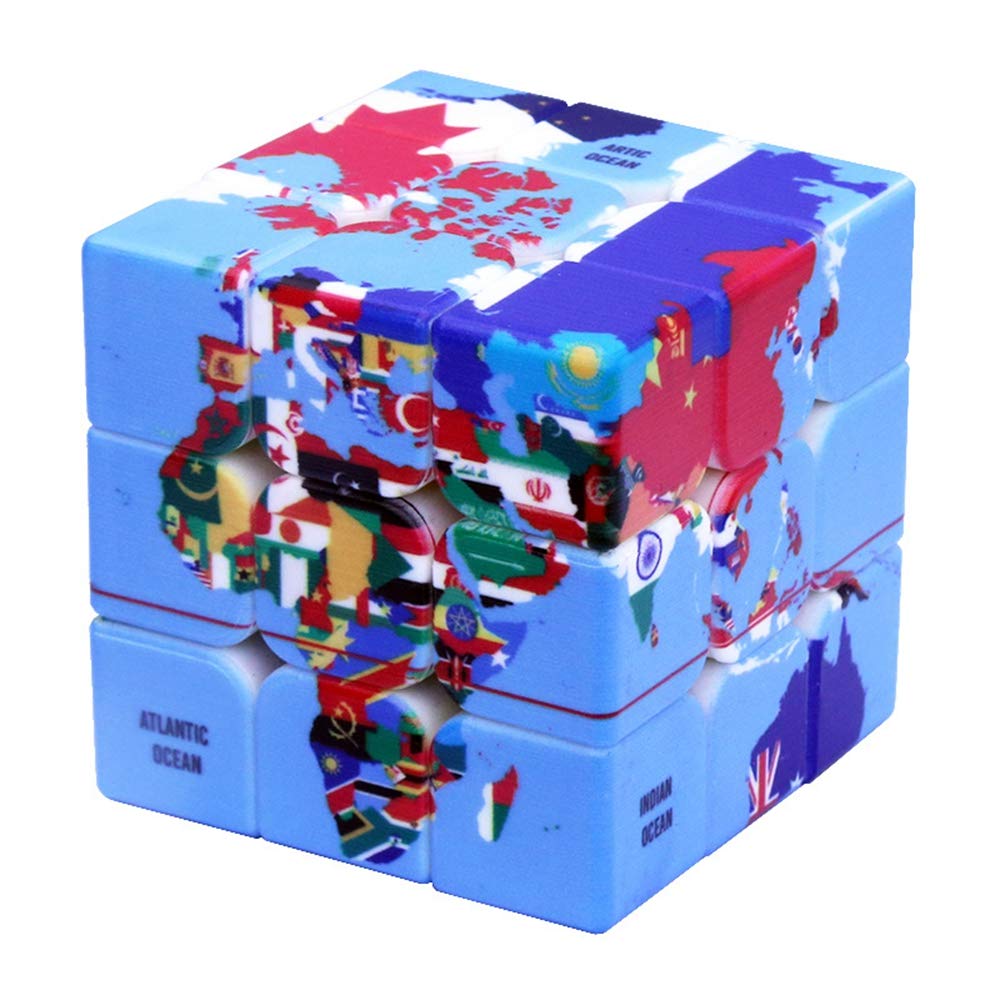 Loyoe speed cube world map front view shows colorful flag design for engaging play