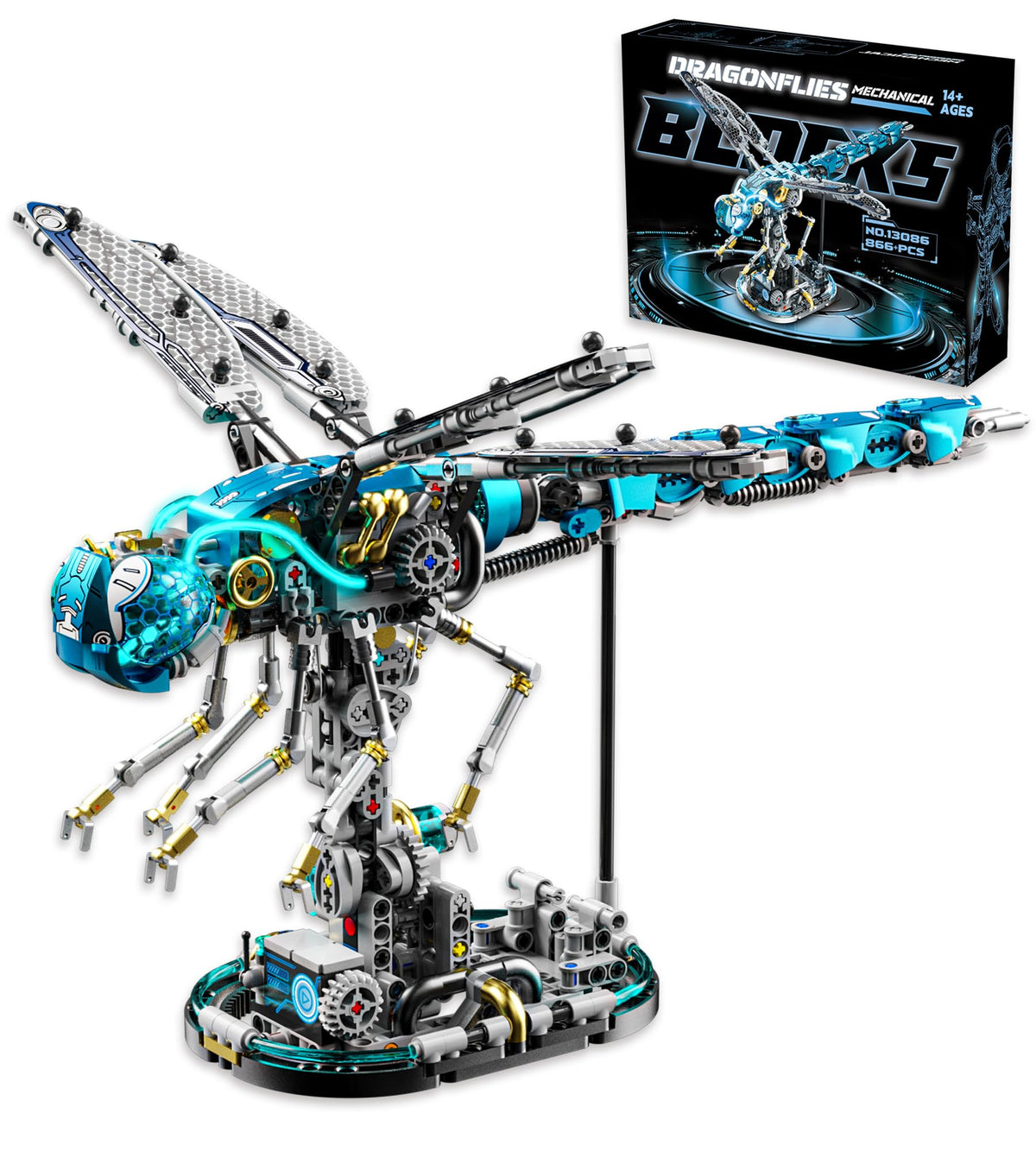 Loyratche Mechanical Dragonfly wings flap for lifelike motion in a display setting.