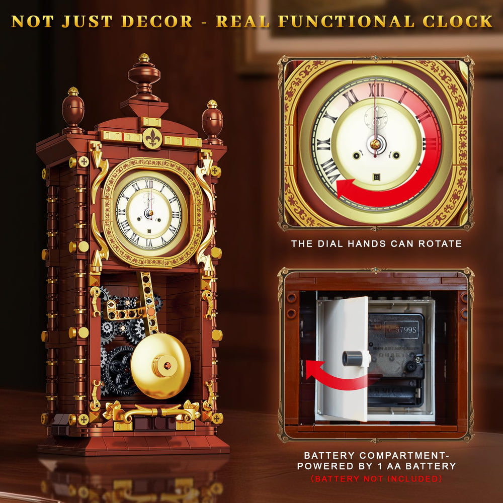 Loyratche Vintage Swing Clock gold finish side view highlighting luxurious detailing