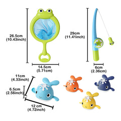 LOYUEGIYO kids bath toy set with whale, net, and pole — complete play kit.