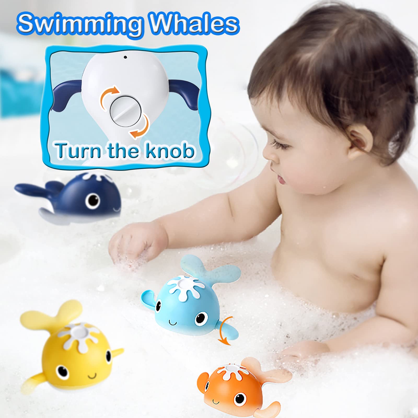 LOYUEGIYO swimming whales in bath — fast-moving whales enhance bath time fun.
