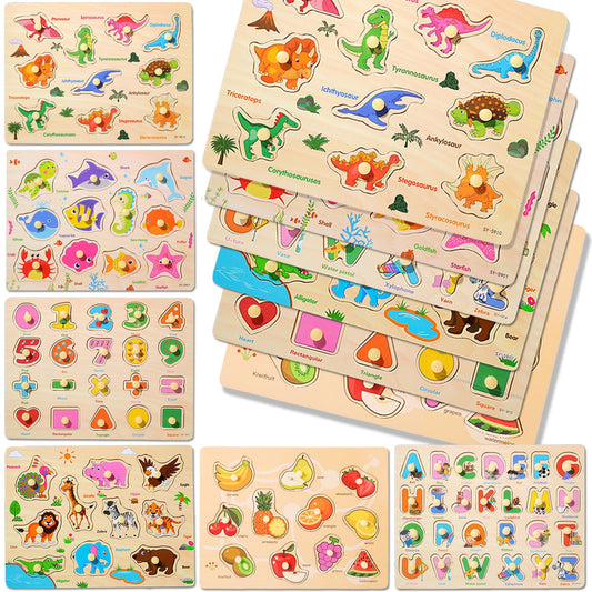 LOYUEGIYO dinosaur peg puzzle for toddlers boosts sorting and play
