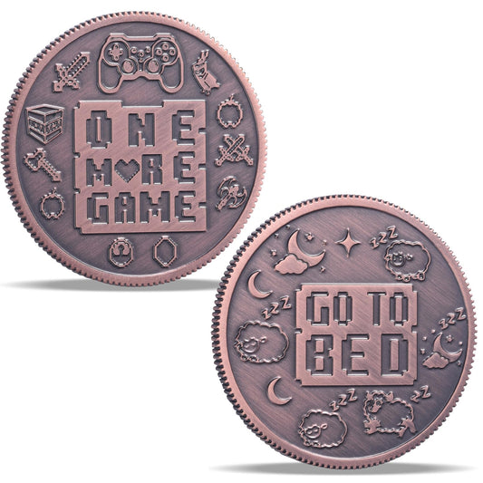 LParkin One More Game coin front view for quick gaming decisions during play.