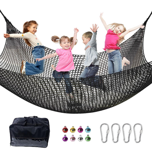 LPIW climbing net for kids in 9.9ft square setup supports safe outdoor play.