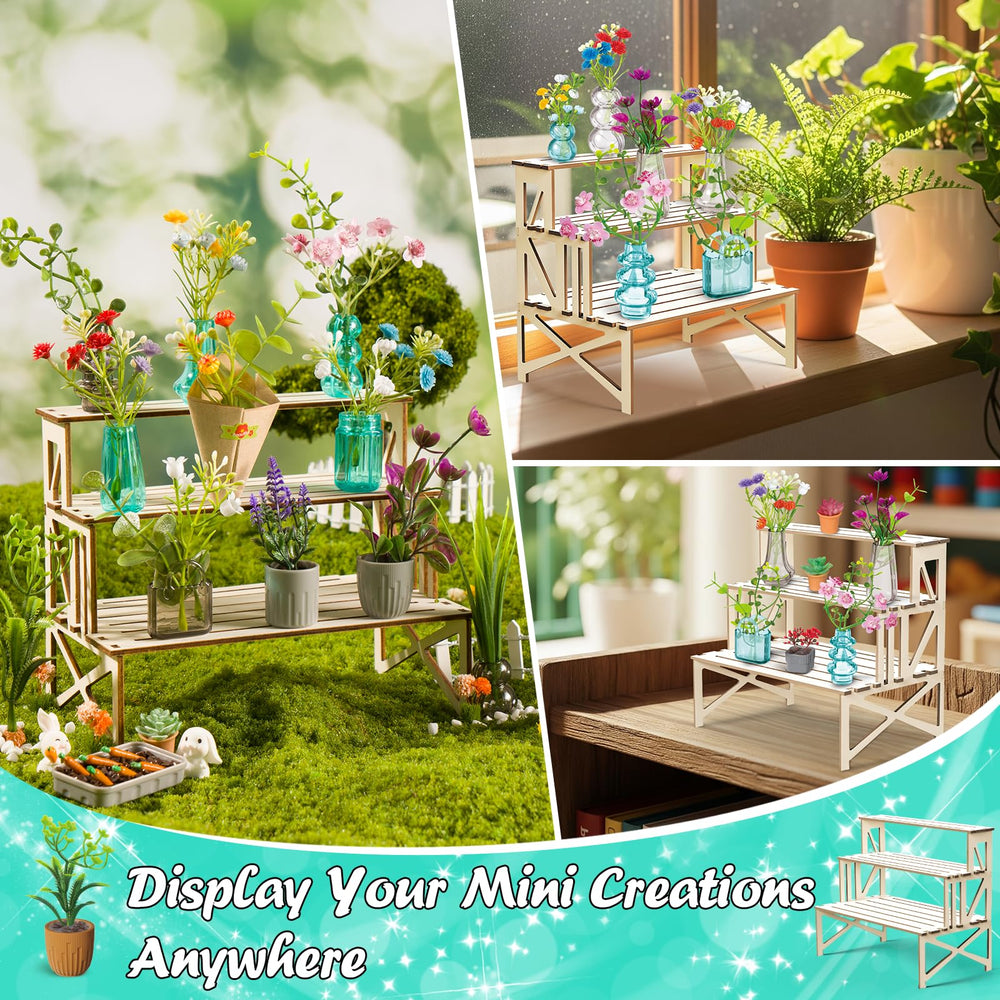 LSCLCIN miniature garden set with potted greens and pretend harvests.