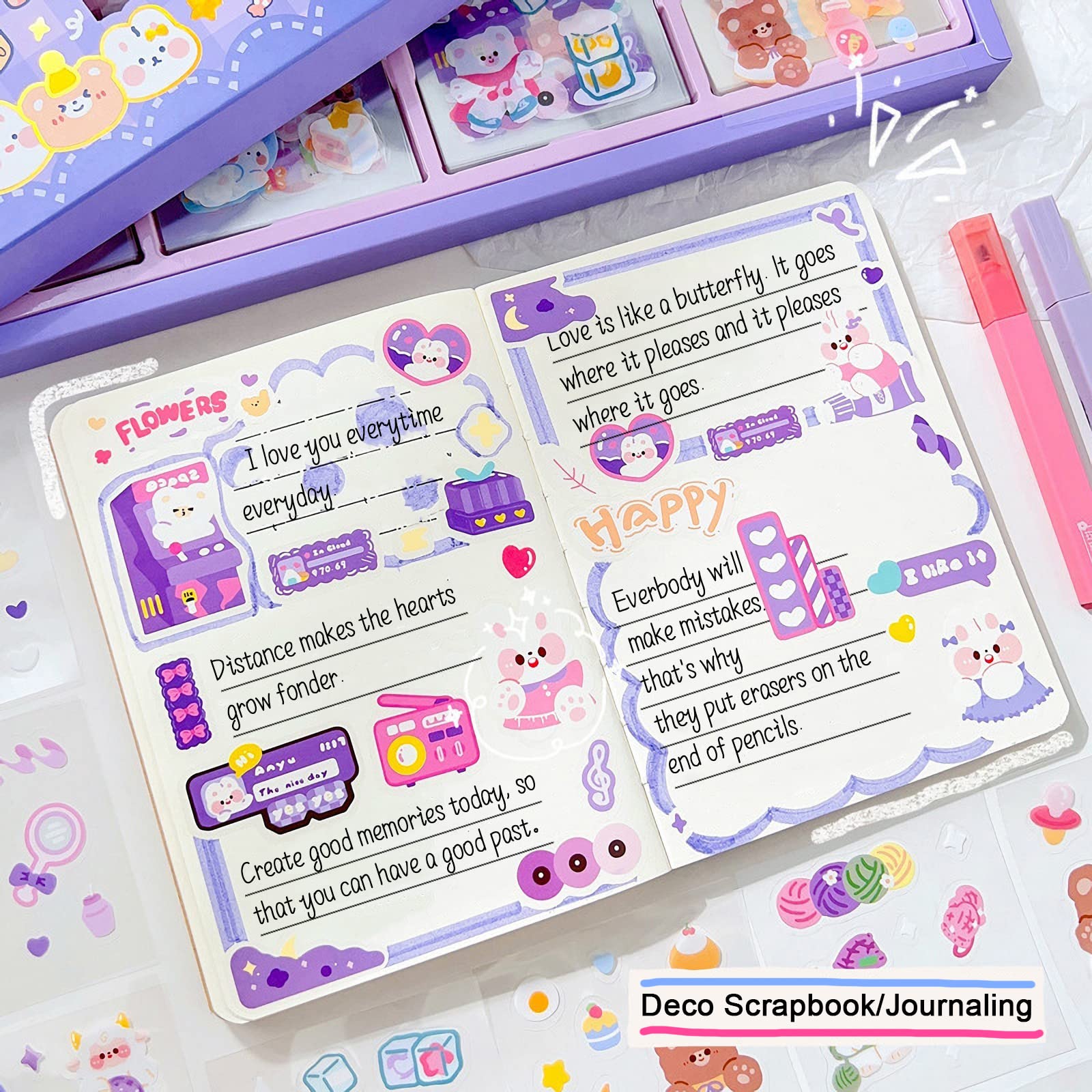 LSLSHY journaling stickers enhance planners with cute accents