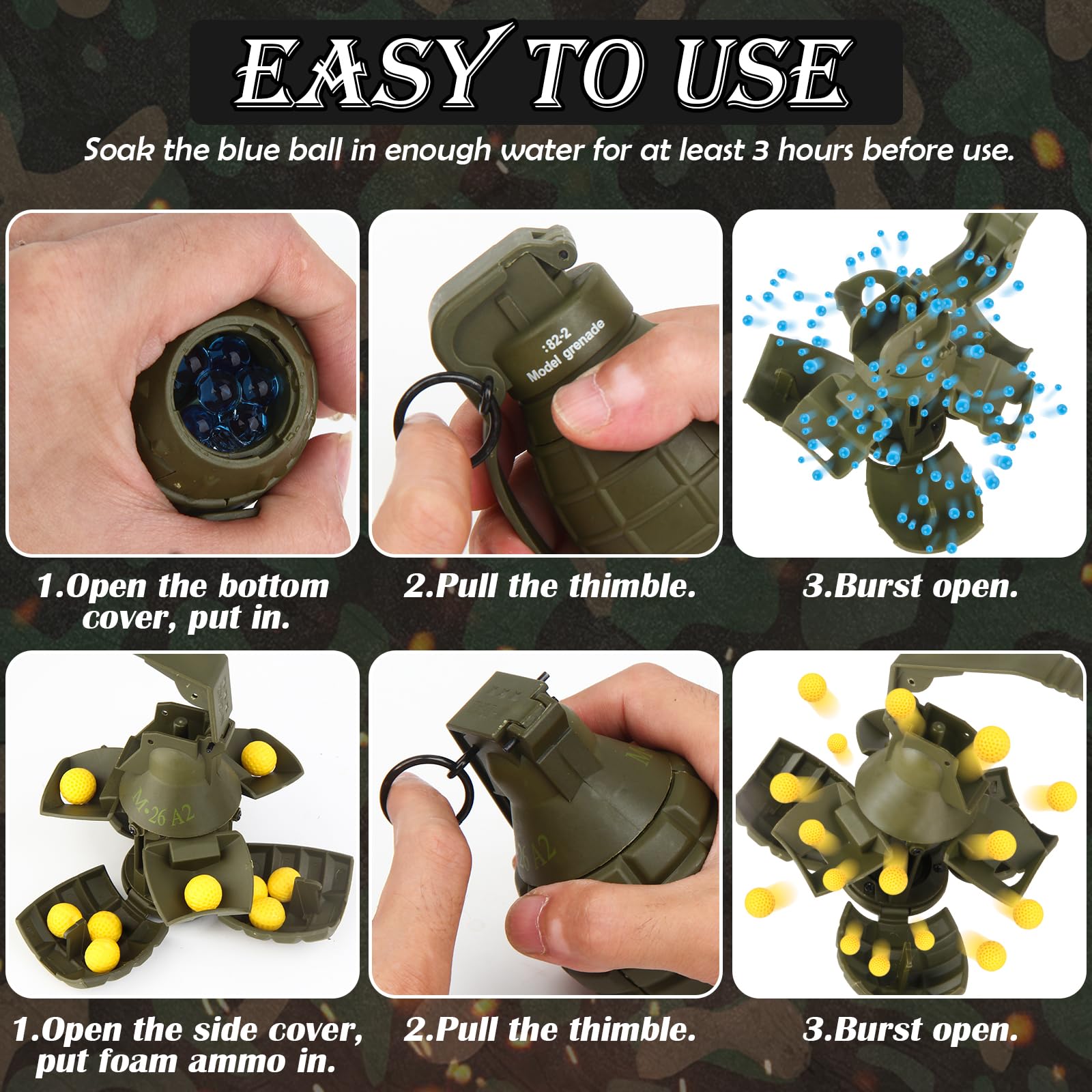 LsuBhef grenade foam ammo insert enables safe outdoor use.