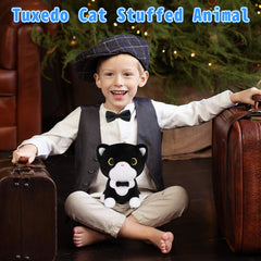 LSYDCARM bow-tie plush cat close-up highlights its stylish, playful look