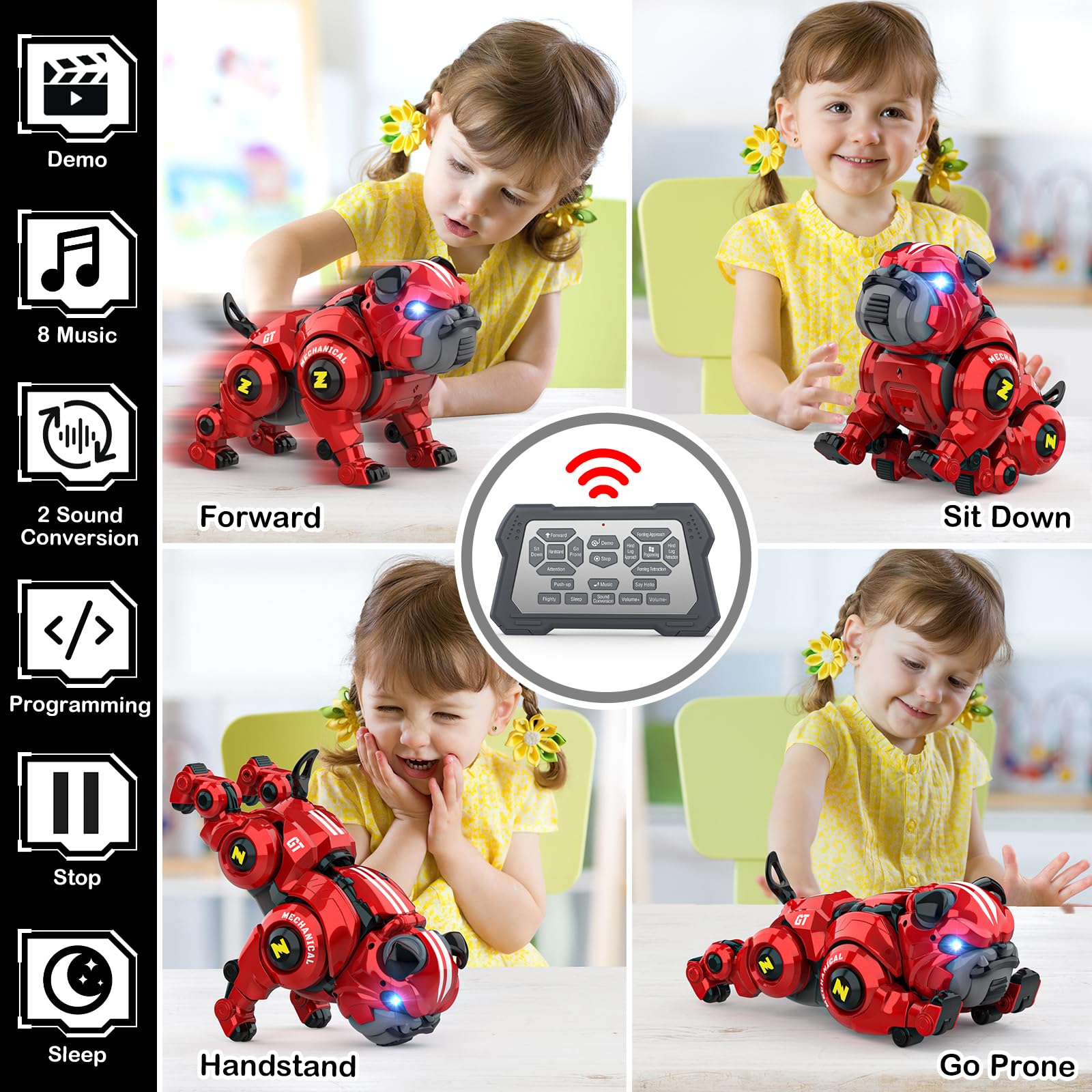 Lterfear Robot Dog programming mode enables kids to choreograph actions.