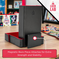 Luck Lab folding tower highlights PU leather exterior and durable construction.