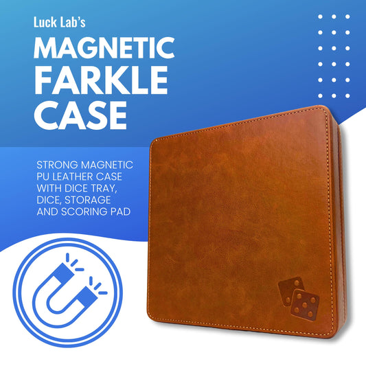 Luck Lab dice tray with foil design highlighting premium durability for travel play.