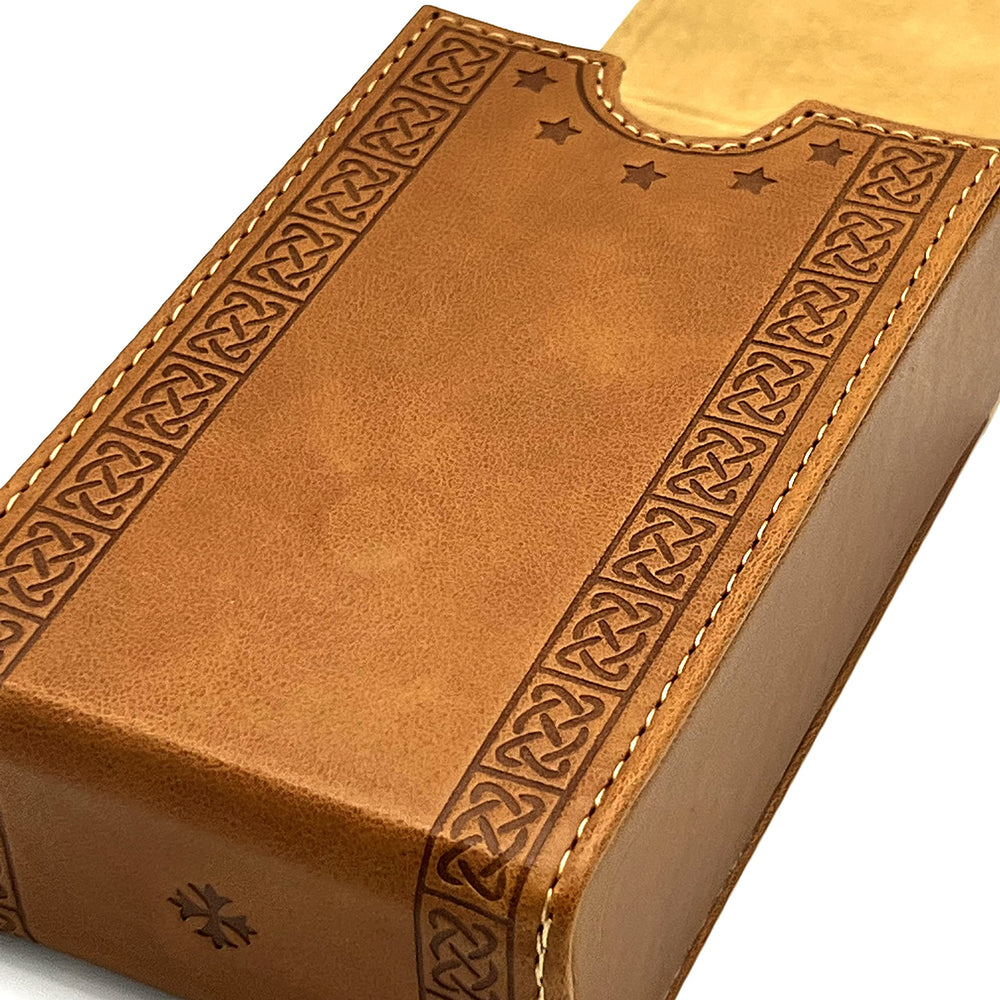 Luck Lab leather tarot case interior with soft felt cushions cards securely.