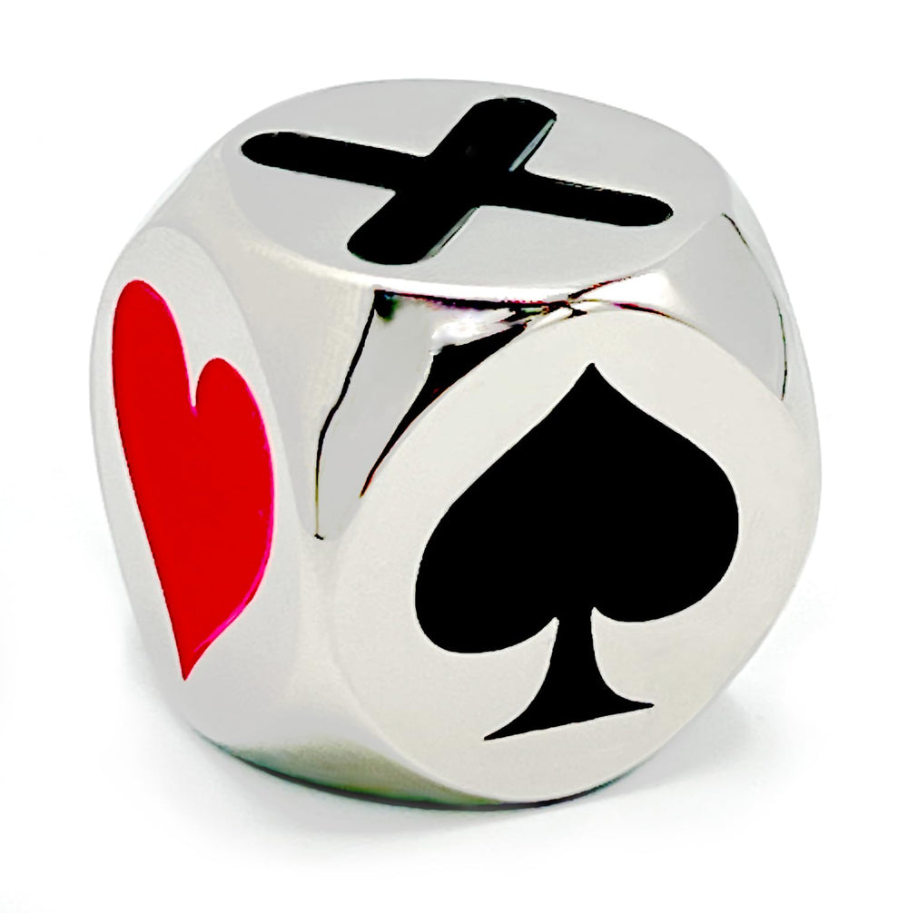 Luck Lab Trump Marker silver dice front view for easy trump recall.