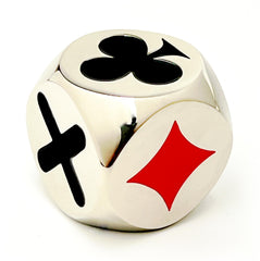 Luck Lab Trump Marker silver dice side showing large suit symbols.