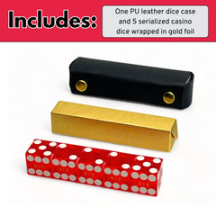 Luck Lab serialized dice with gold stamping highlighting tamper-proof set.