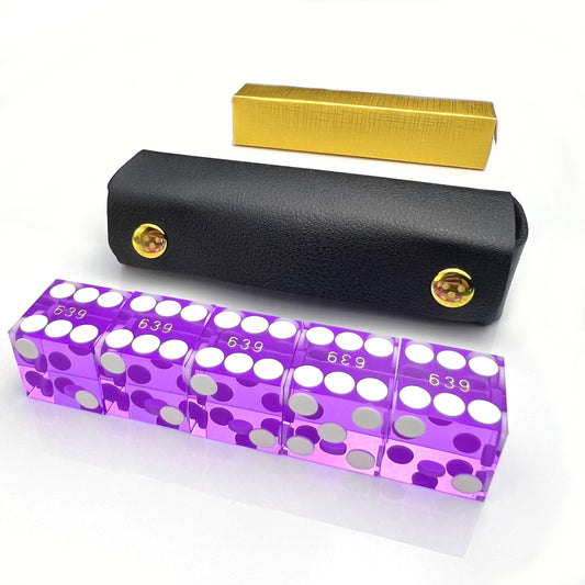 Luck Lab serialized dice set with gold stamping to prevent tampering