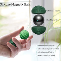 Luckdoor silicone magnetic ball close-up showing push-pull action for motor skill training.