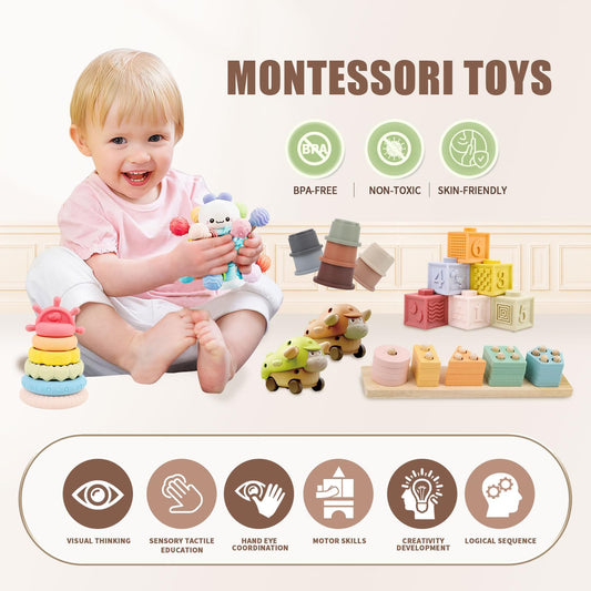 LUCKFUTURE baby teething toys with multi-sensory textures for soothing gums