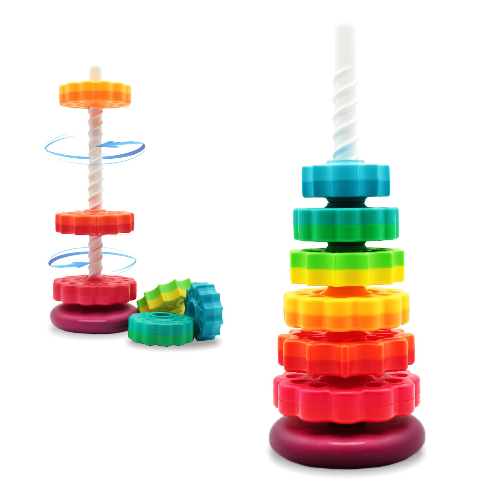 Luckfuture educational spinning toy with colorful disks enhances visual recognition and fine motor skills.