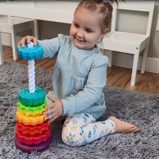 Luckfuture rainbow stacking rings promote color differentiation and precise stacking during play.